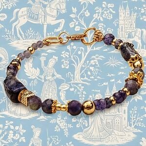 True Purple Tanzanite In Dainty Gold Plated Bracelet